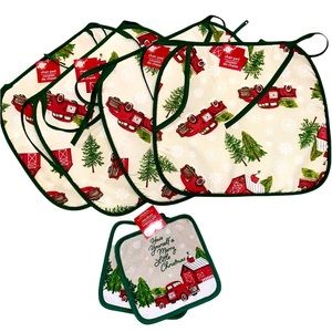 Christmas Red Truck & Red Barn Chair Cushions & Pot Holders